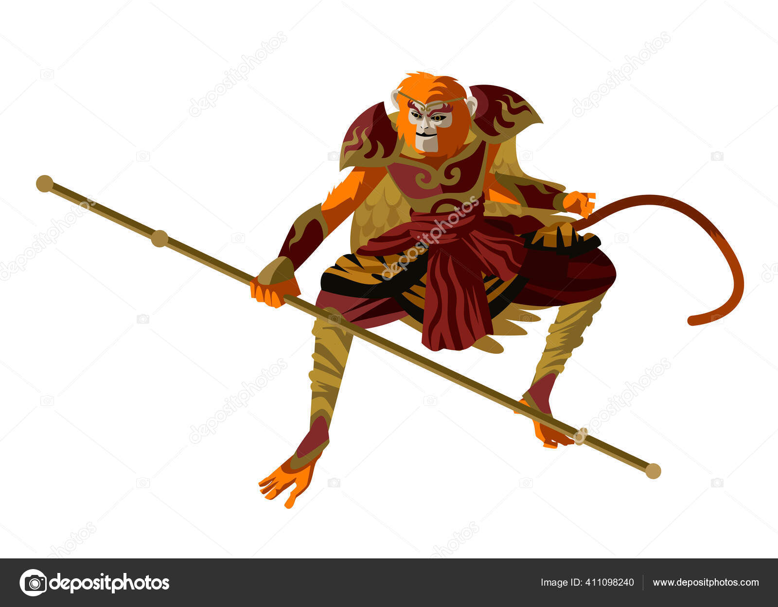 Sun Wukong Monkey King Chinese Mythology Warrior Tale Vector Image By C Matintheworld Vector Stock