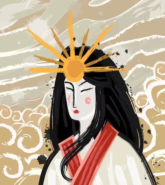 Amaterasu Diosa Shinto Mitología Del Sol — Vector de stock