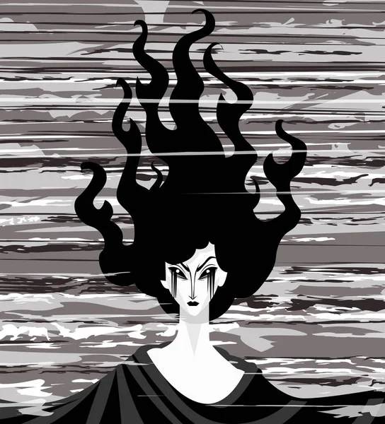 Méchant Creepypasta Paranormal Dame Sur Vieux — Image vectorielle