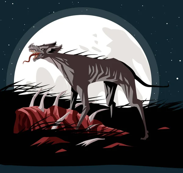 Chupacabras Vampiro Hambriento Monstruo Perro — Vector de stock