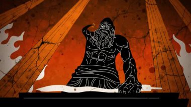 Hephaestus demir ocağında çekiç ve kızgın demirle