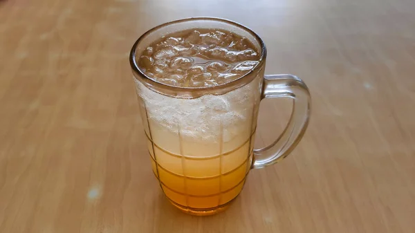 Fresh Orange Juice Jeruk Glass Selective Focus — Stock Photo, Image