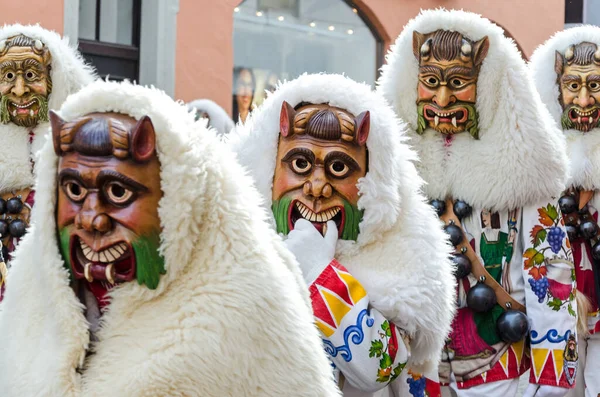 Costumes Masques Carnaval Typiques Lors Défilé Traditionnel Dans Sud Allemagne — Photo