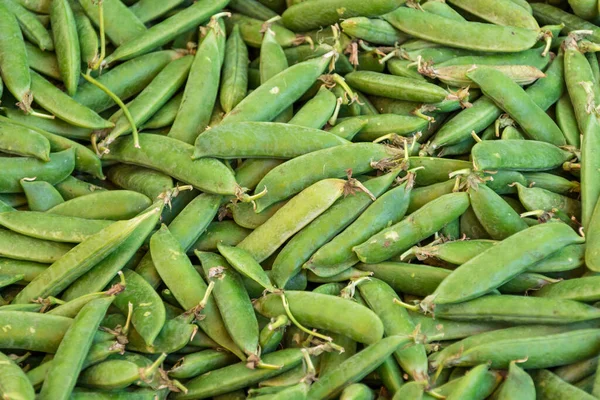 Gros Plan Haricots Verts Frais Marché Des Agriculteurs Biologiques — Photo