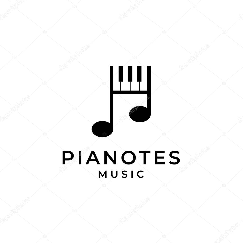 Piano and music notes logo design