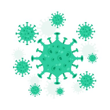 Coronavirus enfeksiyonu Mikro Bakteri. Corona virüsü mikroskop altında. Şiddetli akut solunum sendromu Coronavirus, COVID-19. Coronavirus sembolü, NCov-19.