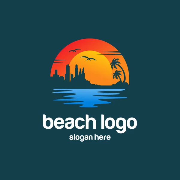 Plaża Lato Logo Projekt Vector — Wektor stockowy