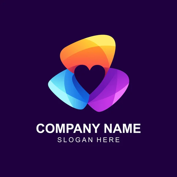 Projeto Colorido Impressionante Logotipo Amor — Vetor de Stock