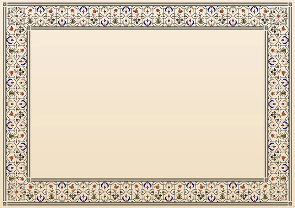 Cartão Com Moldura Ornamento Floral Tradicional Indiano Árabe Tamanho —  Vetores de Stock