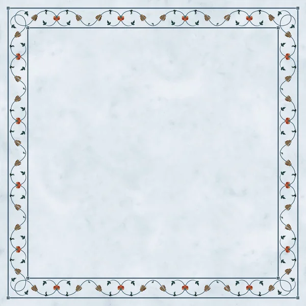 Mesa Mesa Com Ornamento Floral Mármore Branco Azul Polido — Fotografia de Stock