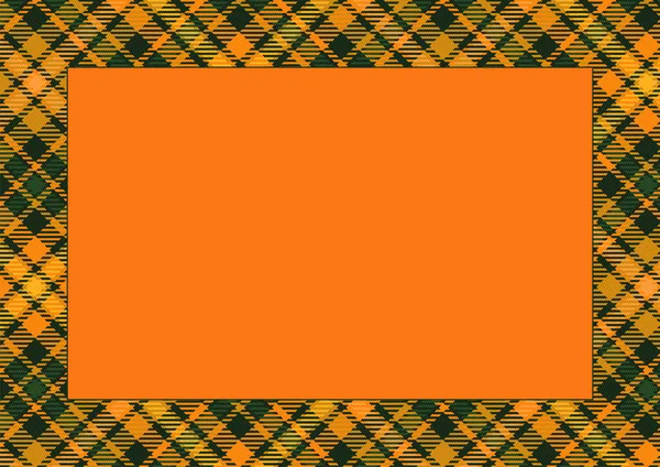 Davetiye için kart çerçevesi, diploma, sertifika Cadılar Bayramı renkleri tartan geleneksel süs deseni, ekose, masa örtüsü, gömlek, A4 numara tekstil deseni