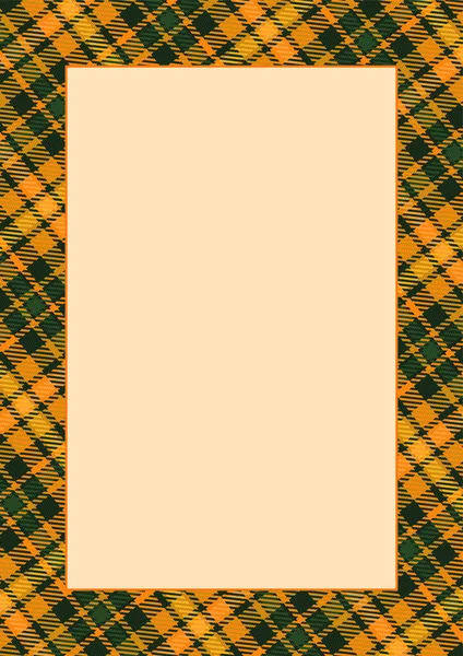 Davetiye için kart çerçevesi, diploma, sertifika Cadılar Bayramı renkleri tartan geleneksel süs deseni, ekose, masa örtüsü, gömlek, A4 numara tekstil deseni