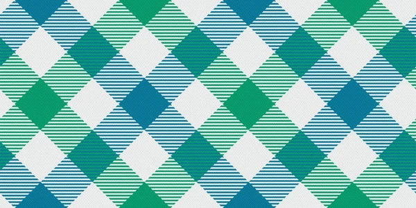 Beyaz arkaplanda mavi-yeşil çizgiler için tartan süslemesinin kusursuz çapraz deseni