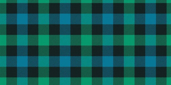 Siyah arkaplanda mavi-yeşil çizgili kumaş için kusursuz tartan süsü deseni