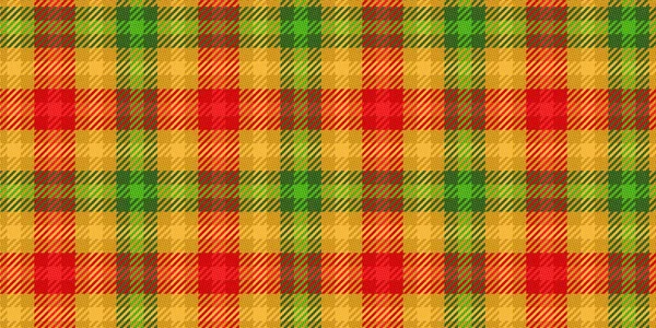 Skotská Zelená Červená Žlutá Tartanová Tradiční Horalská Ornament Opakovatelný Vzor — Stockový vektor