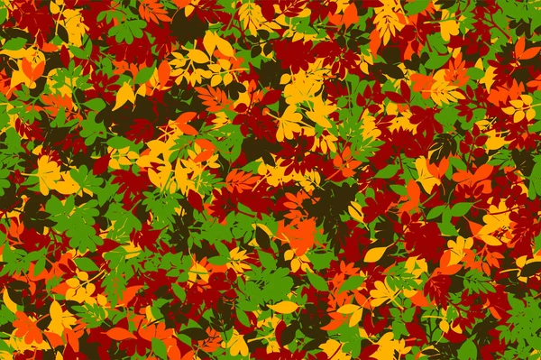 Dorado Otoño Colores Repetibles Hojas Camuflaje Patrón — Vector de stock