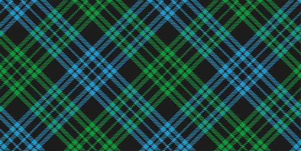 Mörk Sömlös Diagonal Mönster Grönt Och Blått Svarta Färger Tartan — Stock vektor