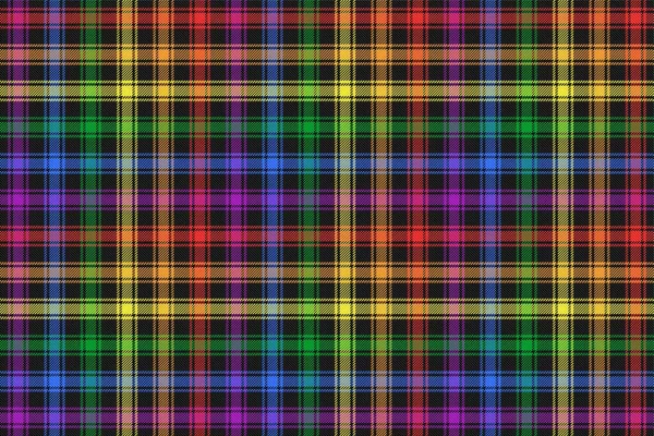 Duha Lgbt Vlajka Barvy Černé Tartan Styl Textury Opakovatelné Vzor — Stockový vektor