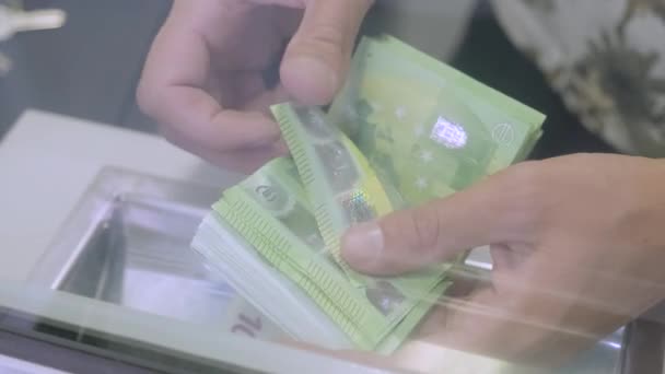 Hands Count Number Euro Bills Bank Cash Desk — Stock Video