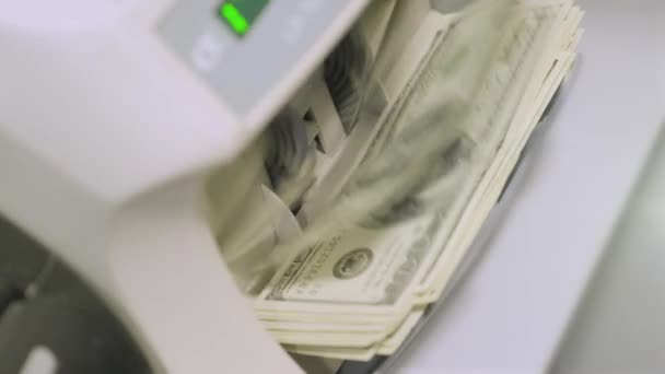 Mașina Calcul Numără Bancnotele Dolari Mii Dolari 100 Dolari — Videoclip de stoc