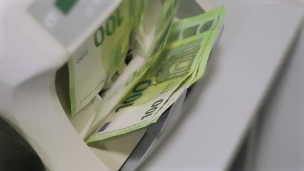 Výpočetní Stroj Počítá Eurobankovky Tisíc Euro Nové Účty — Stock video