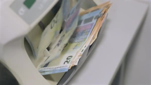 Macchina Calcolatrice Conta Banconote Euro Mille Euro Nuove Fatture — Video Stock