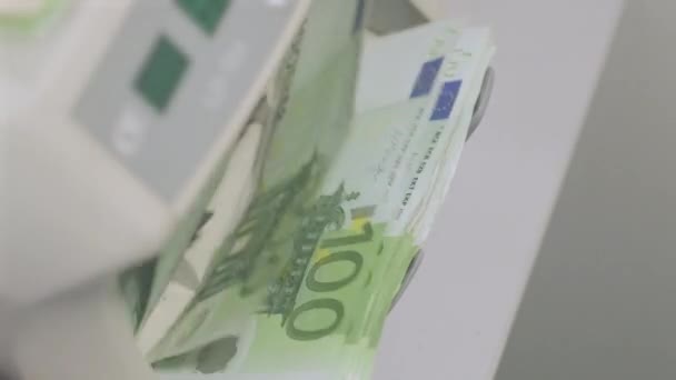 Máquina Calculadora Cuenta Los Billetes Euros Mil Euros Nuevas Facturas — Vídeo de stock