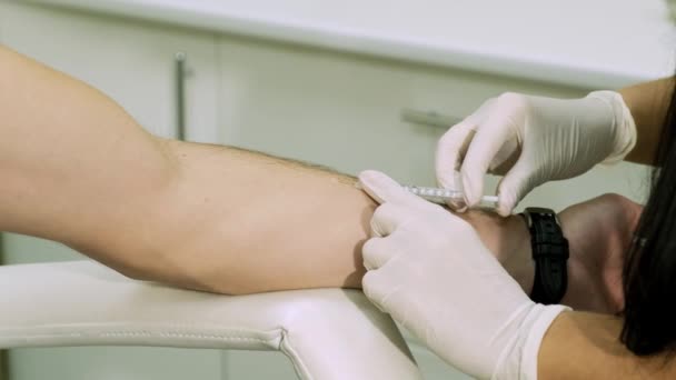 Närbild Vaccination Förfarande Injektion Hand — Stockvideo