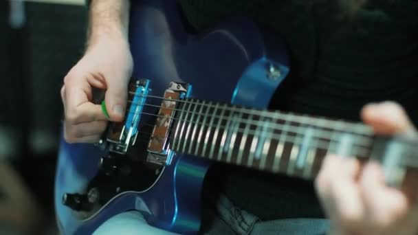 Practicing Playing Guitar Handsome Young Man Playing Guitar — Stock Video