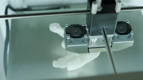 Moderne Drucker Figur Nahaufnahme Makro Automatischer Dreidimensionaler Drucker Führt Kunststoff — Stockvideo