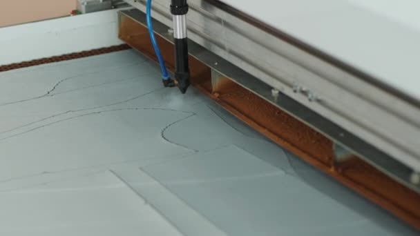 Máquina Cnc Para Corte Tecidos Materiais Têxteis Couro Marcação Laser — Vídeo de Stock