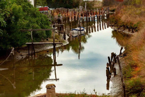 Kleine Pittoreske Haven Lagune Met Boten Slovenië Strunjan — Stockfoto