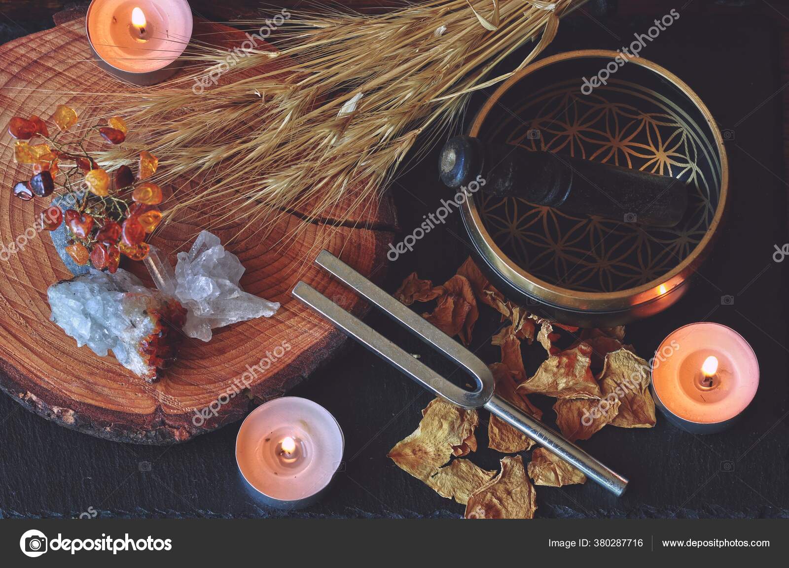 Altar　©Rustic　Witch　Wiccan　Tuning　380287716　Sound　Witch　Magick　Photo　Prepared　Fork　Stock　Healing　741Hz　by