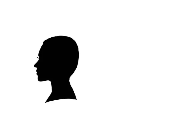 Silhouette Noire Visage Une Fille Isolée Sur Fond Blanc Illustration — Image vectorielle