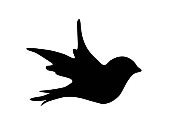 Black Silhouette Songbird Isolated White Background — Stock Vector