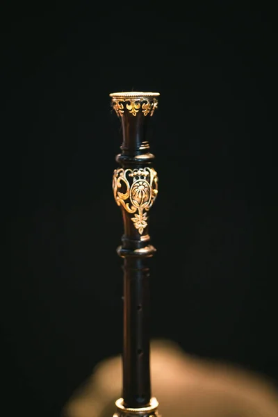 Early Music Historical Instrument - Details of a black Baroque Oboe
