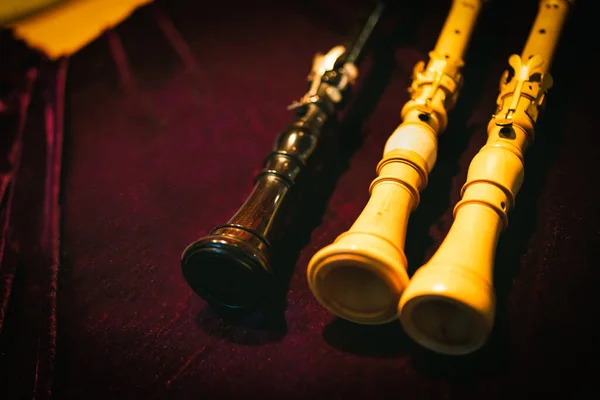 Early Music Historical Instrument Baroque Oboes Display — Stock Photo, Image