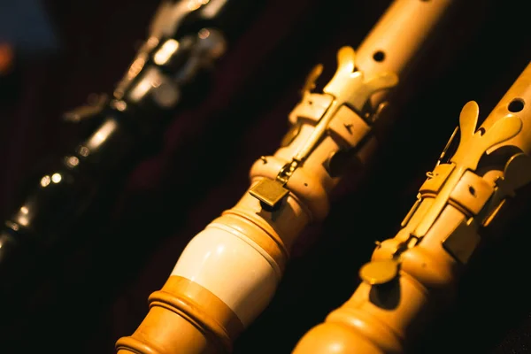 Early Music Historical Instrument Details Baroque Oboes — стокове фото