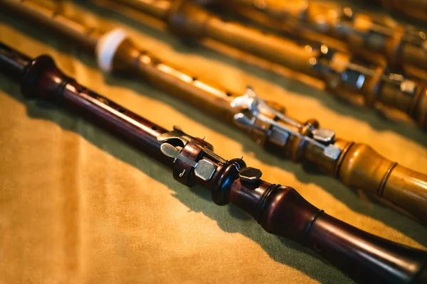 Early Music Historical Instrument Baroque Oboes Display — Stock Photo, Image