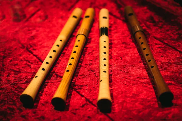 Early Music Historical Instrument Four Baroque Recorders — Stock Photo, Image