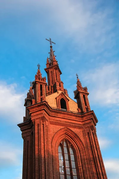 Sankt Annes Kyrka Onos Baznycia Vilnius Litauen Vid Gyllene Timmen — Stockfoto