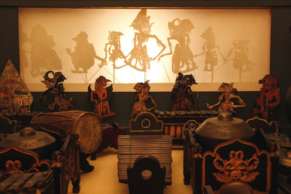 Indonesian Gamelan music instrument set at the Royal Museum of Art and History at Cinquantenaire Brussels