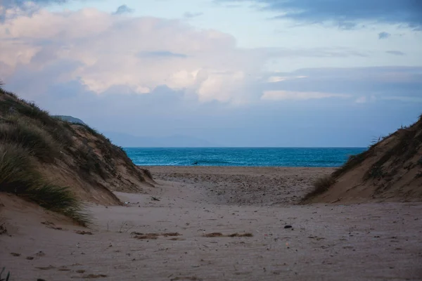 Hdr Dunes Ocean Sea View Horizon Dél Spanyolországi Trafalgarban — Stock Fotó