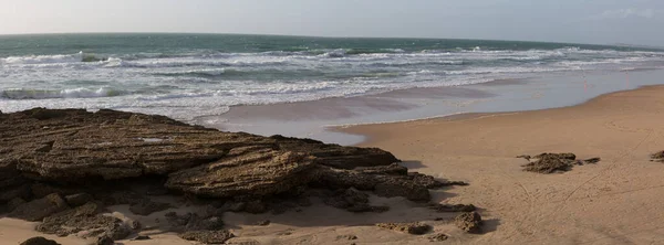 Panoramic View Rocks Sands Seashore Palmar Vejer Cadiz Andalusia Spain — Stock Photo, Image