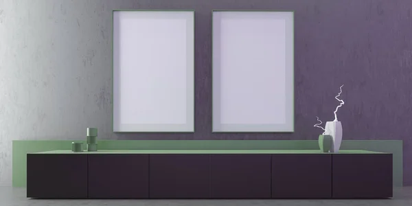 Moderne Luxus Wohnzimmer Interieur Mit Grauer Wand Und Boden Frontansicht — Stockfoto