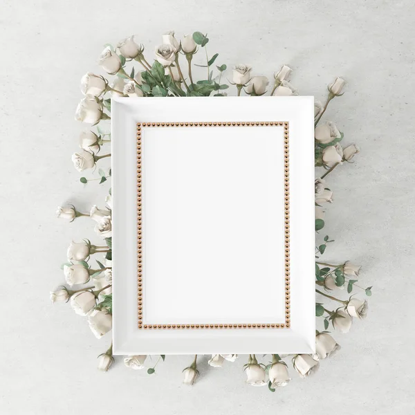 Vazio Moderno Branco Close Cartaz Quadro Estilo Com Decoração Mock — Fotografia de Stock