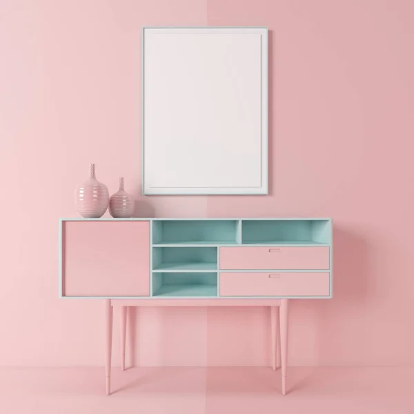 Diseño Interior Salón Minimalista Estilo Escandinavo Lienzo Marco Póster Imagen — Foto de Stock