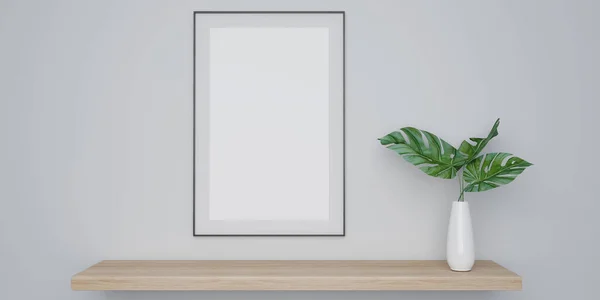 Home Interior Cartaz Mock Com Layout Cartaz Planta Vaso Branco — Fotografia de Stock