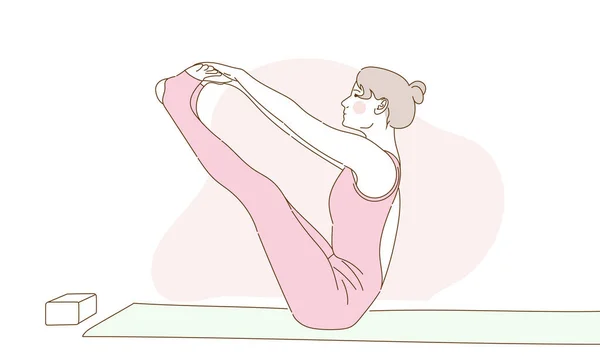 Hermosa Mujer Joven Atractiva Haciendo Yoga Por Mañana Estilo Vida — Vector de stock