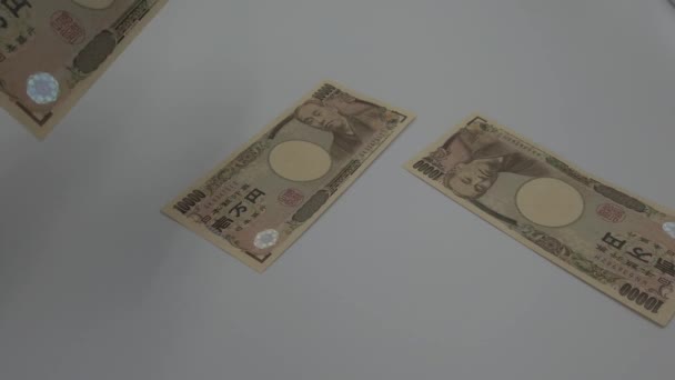 Moneda Japonesa Billetes Dinero Yenes — Vídeo de stock